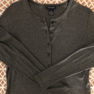 Vintage The Limited Black and Gray Striped Cardigan